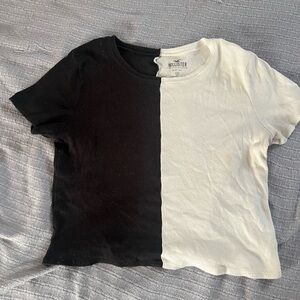 Hollister Two-Tone Black and White Crop Top